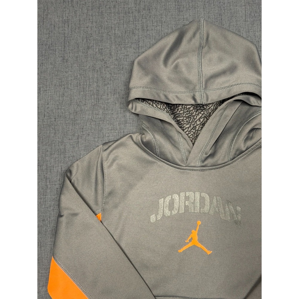 boys Jordan therma fit hoodie size small (6-7 Years) In Gray & Orange - Picture 4 of 16